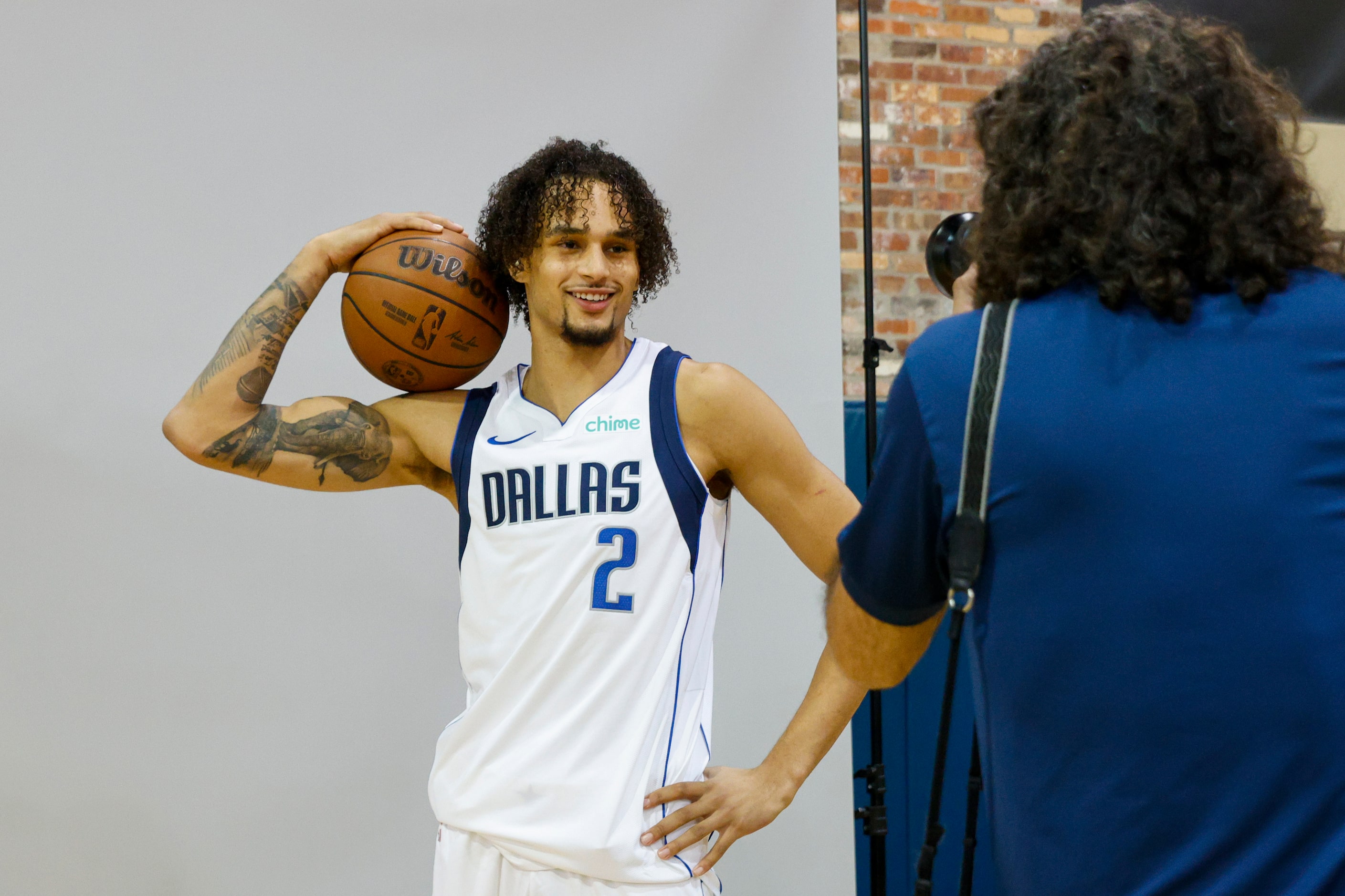 Dallas Mavericks center Dereck Lively II (2) poses for a photo during media day at American...