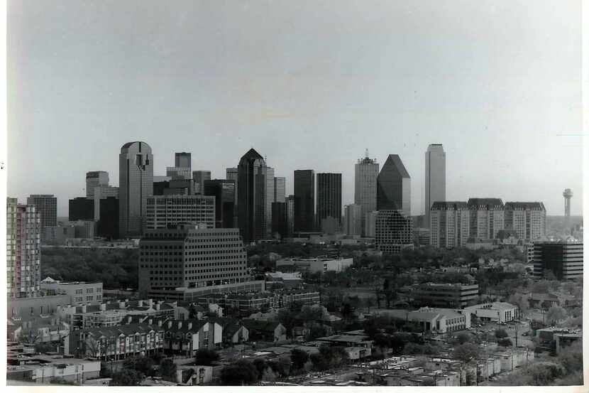 Shot November 30, 1987 - Dallas skyline [ state thomas / uptown neighborhood visible in...