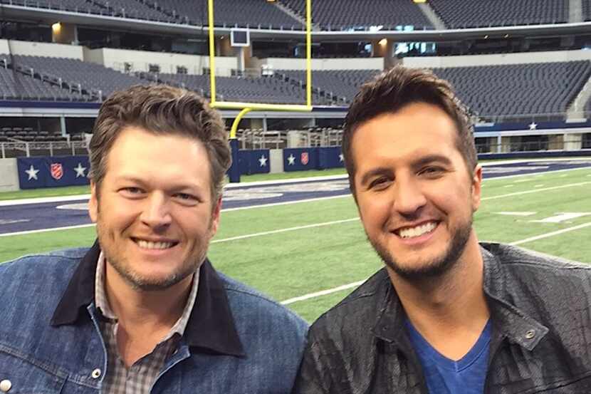 Blake Shelton, on left, and Luke Bryan are the co-hosts of the Academy of Country Music...