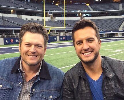 Blake Shelton, on left, and Luke Bryan are the co-hosts of the Academy of Country Music...