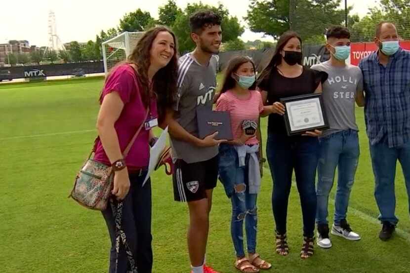 Beni Redžić and his family celebrated his graduation during an FC Dallas practice last week.