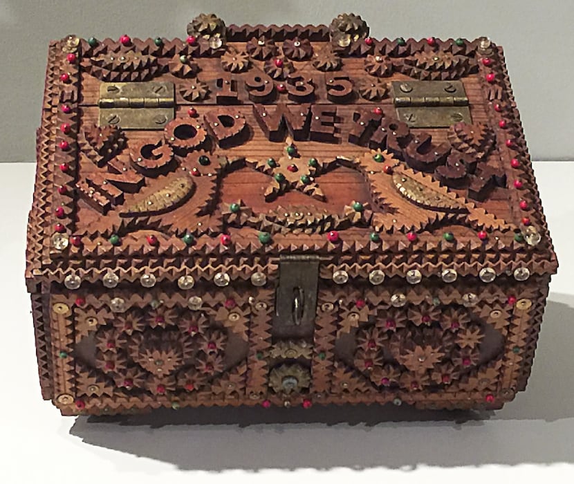 Both patriotism and religion are on display in this antique box at the Museum of...