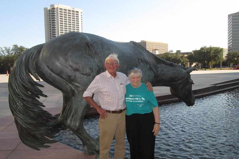 
Mustangs of Las Colinas sculptor Robert Glen and Mary Higbie, who runs the Mustang Museum,...