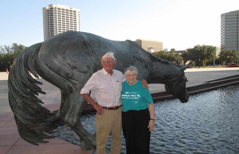 
Mustangs of Las Colinas sculptor Robert Glen and Mary Higbie, who runs the Mustang Museum,...