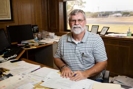 Borden County Judge Ross Sharp poses for a photo at his office in Gail on Aug. 17, 2020....