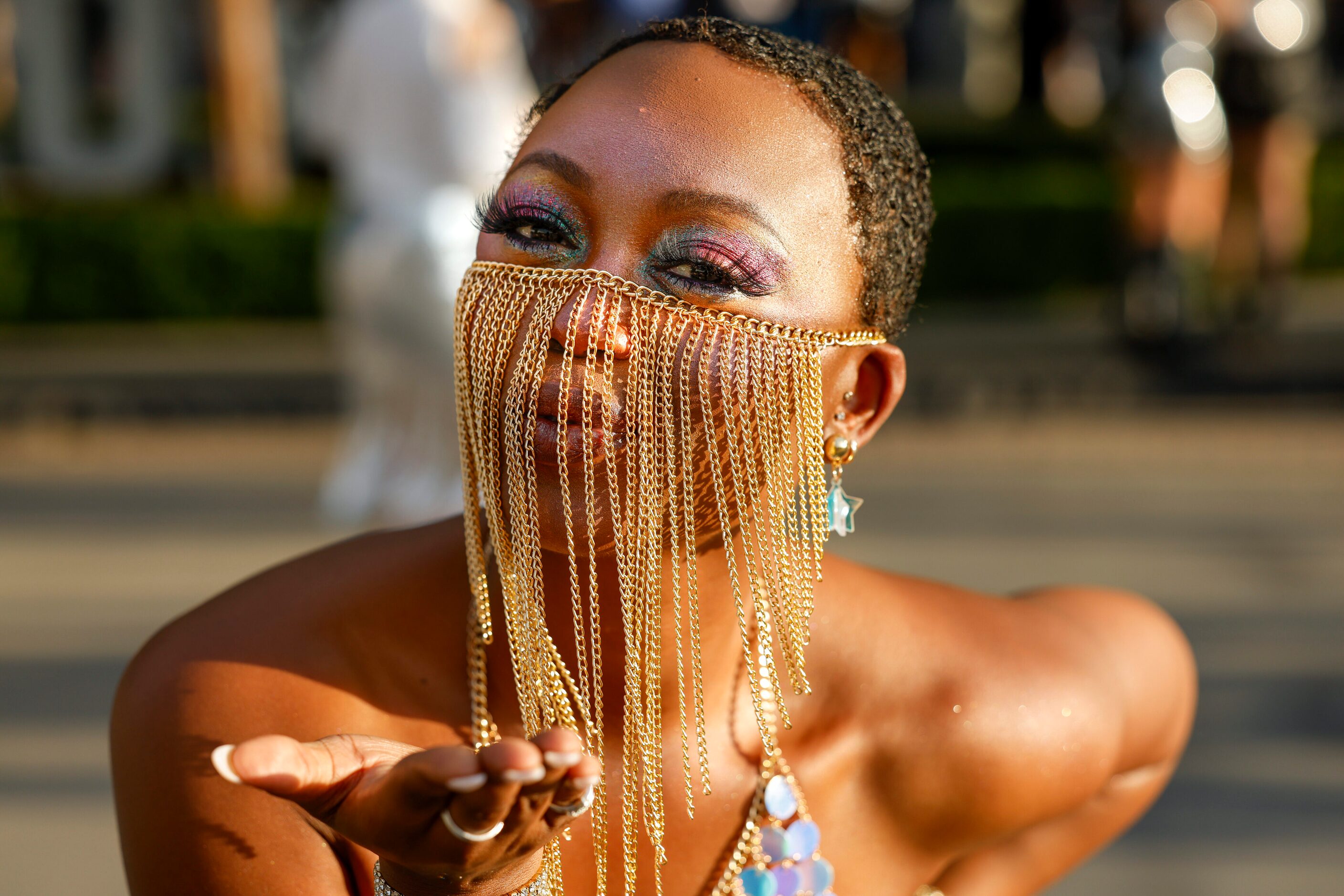 KeAndra Daniels of Arlington blows a kiss before Beyoncé’s Renaissance World Tour concert at...