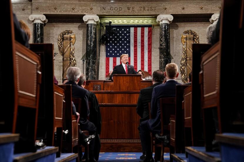 President Donald Trump delivers the State of the Union address on Feb. 5, 2019. 