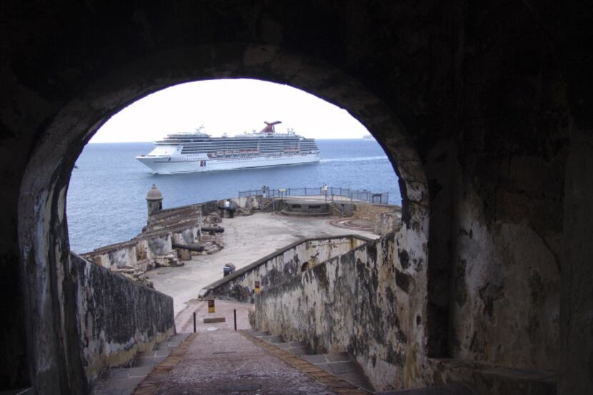  San Juan harbor from the Paseo del Morro in Old San Juan, Puerto Rico.