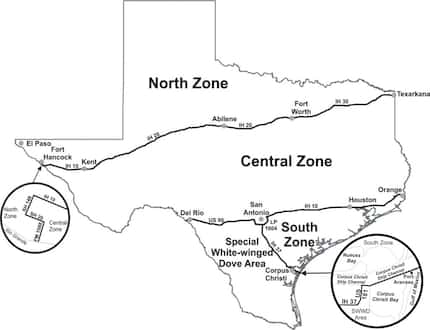 Dove zone map from the TPWD Outdoor Annual 08232015xPUB