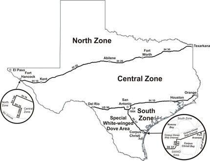 Dove zone map from the TPWD Outdoor Annual 08232015xPUB