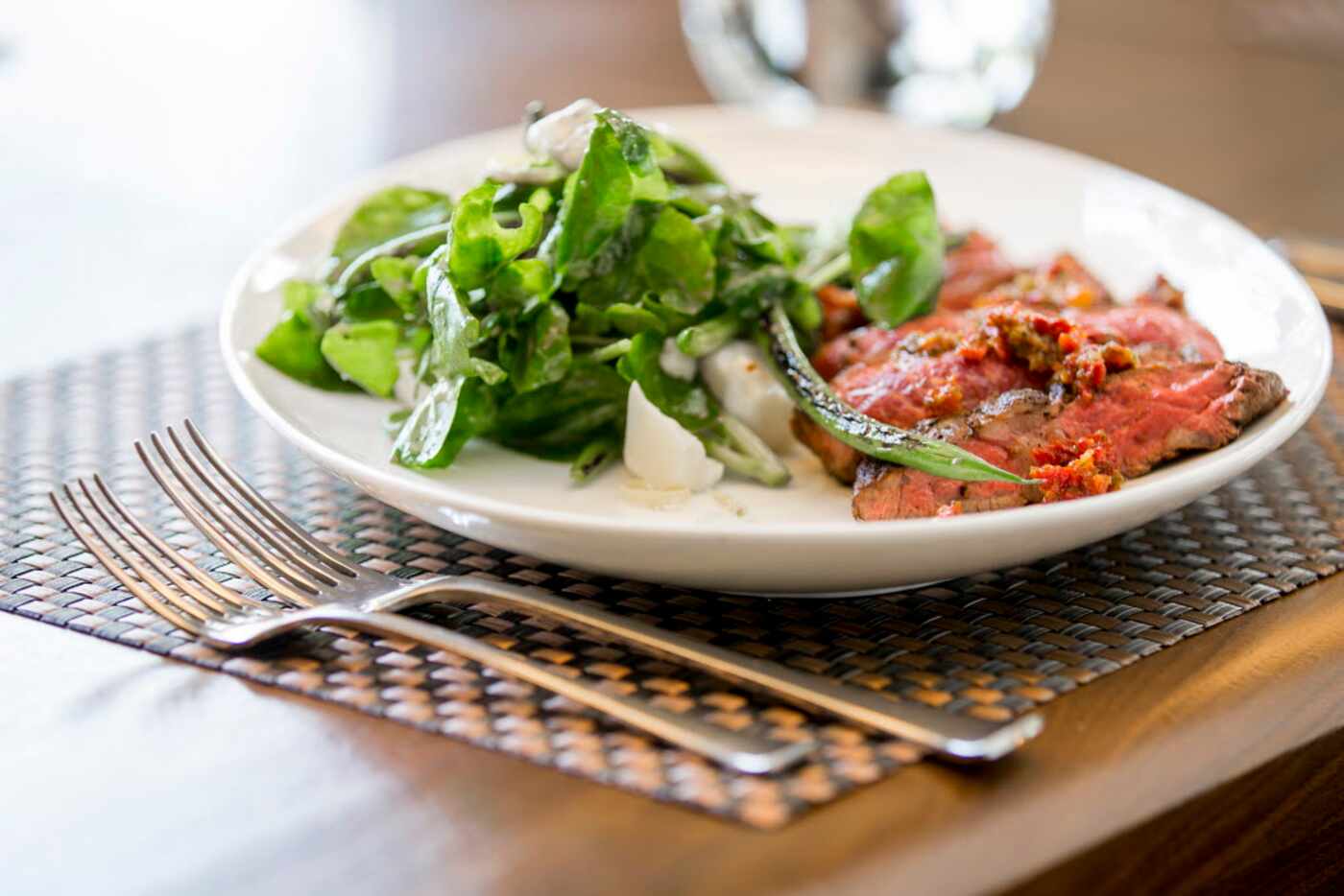 Wagyu Flank Steak Salad at LAW at the Four Seasons Resort and Club Dallas at Las Colinas on...