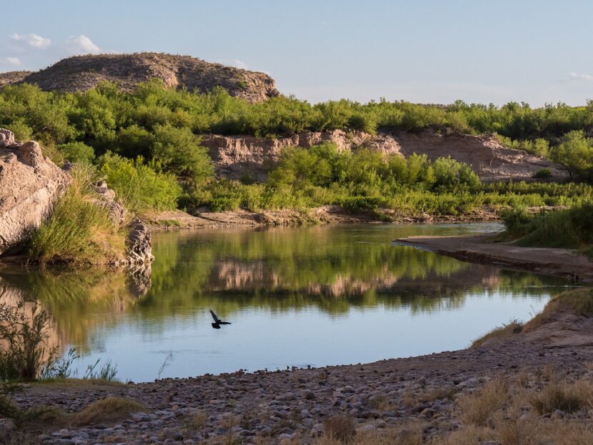 Rio Grande River flows near the entry to Boquillas Canyon, Big Bend National Park. 