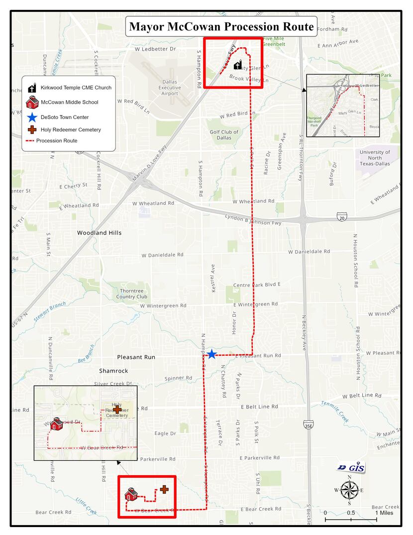 The city of DeSoto shared a route map of the funeral procession.