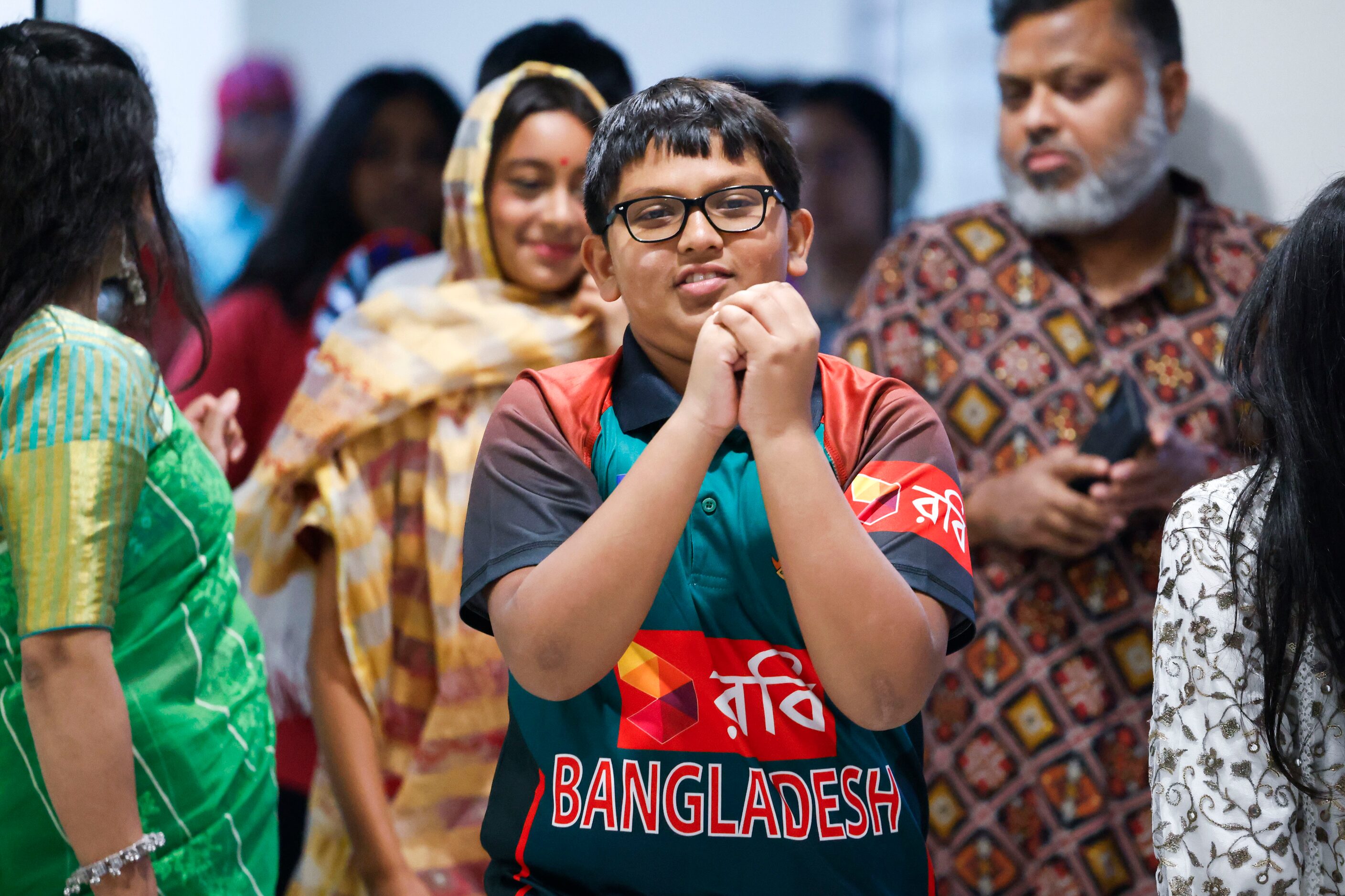 Nashwan Sham (center) rehearses his role for the fashion show ahead of a Boishakhi Mela...