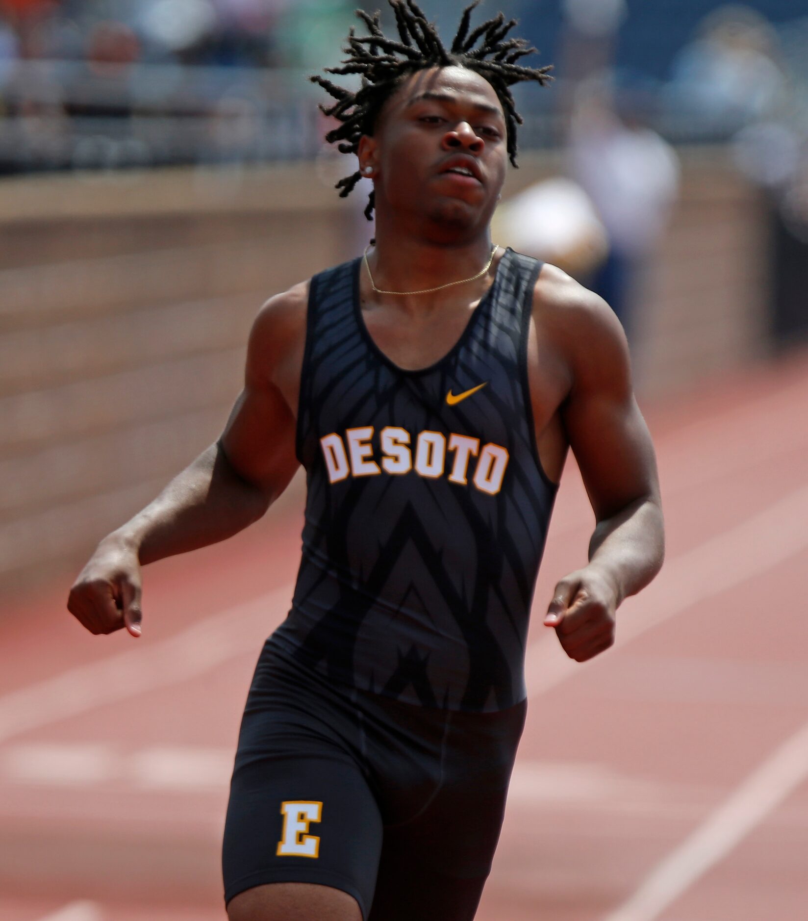 Jaelyn Davis Robinson, 16, of DeSotto High School won his heat of the boys 100 meters during...