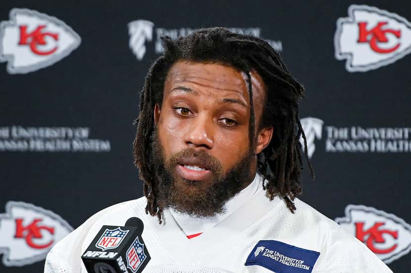 Kansas City Chiefs defensive back Eric Berry during a news conference on Friday, January 18,...