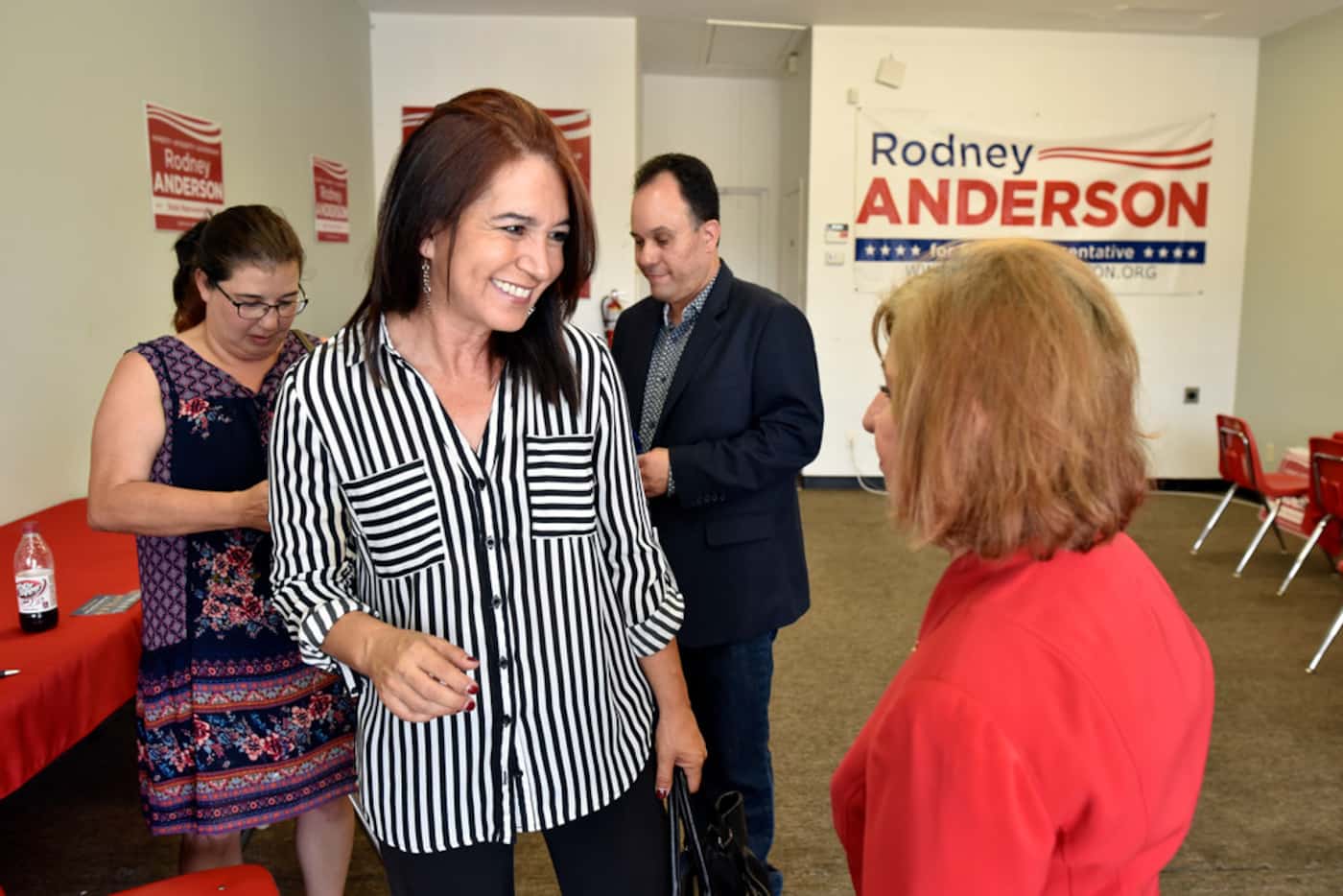 Nancy Richer (center) Hispanic engagement director for the Dallas County Republican Party,...