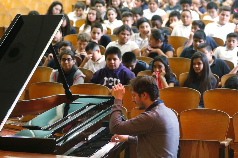 Cliburn Silver Medalist Kenny Broberg performs for students and teachers at South Hills...