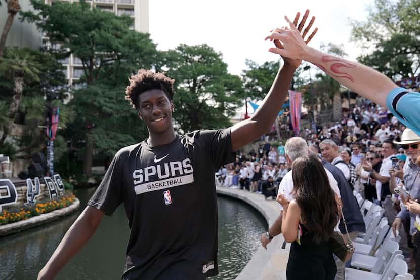 San Antonio Spurs NBA basketball draft pick Sidy Cissoko arrives at a meet the rookies event...