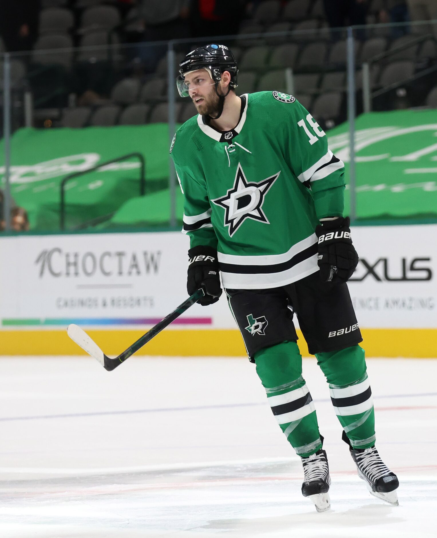 Dallas Stars center Jason Dickinson (18) after the game against the Detroit Red Wings at...