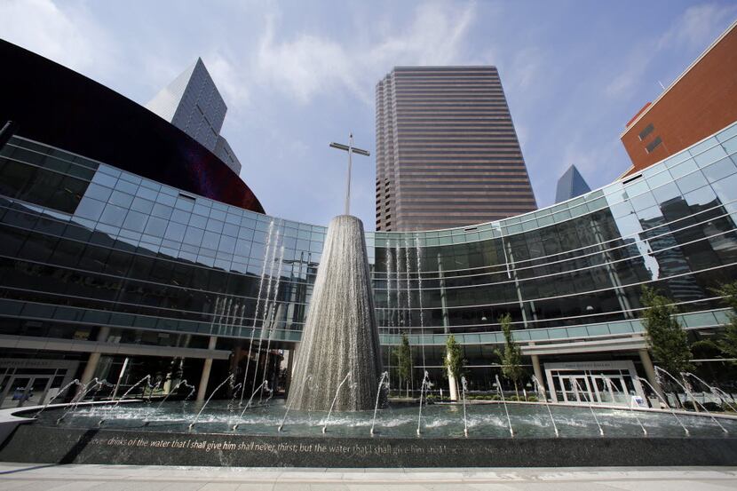 First Baptist Church in downtown Dallas has a new $130 million restoration with a fountain...