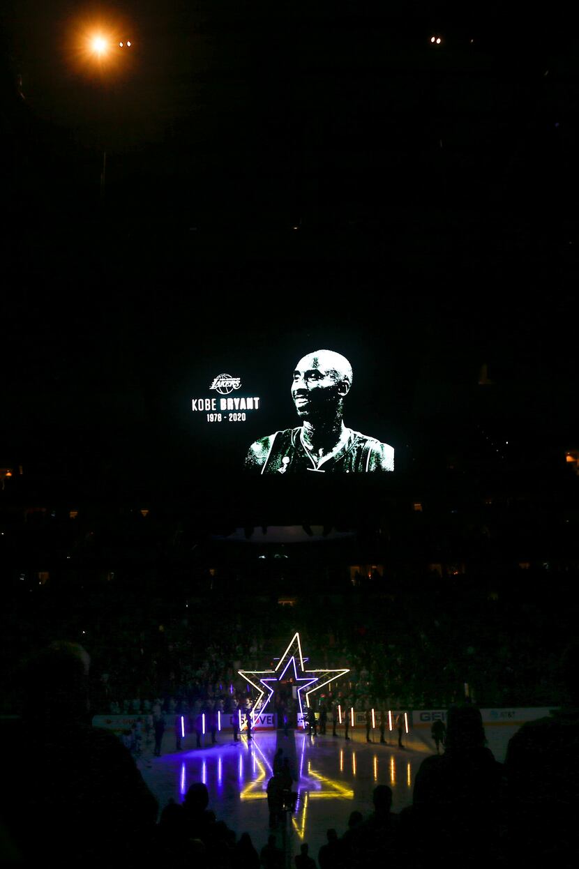 The Dallas Stars honor Kobe and Gianna Bryant, who were killed in a helicopter crash Sunday,...