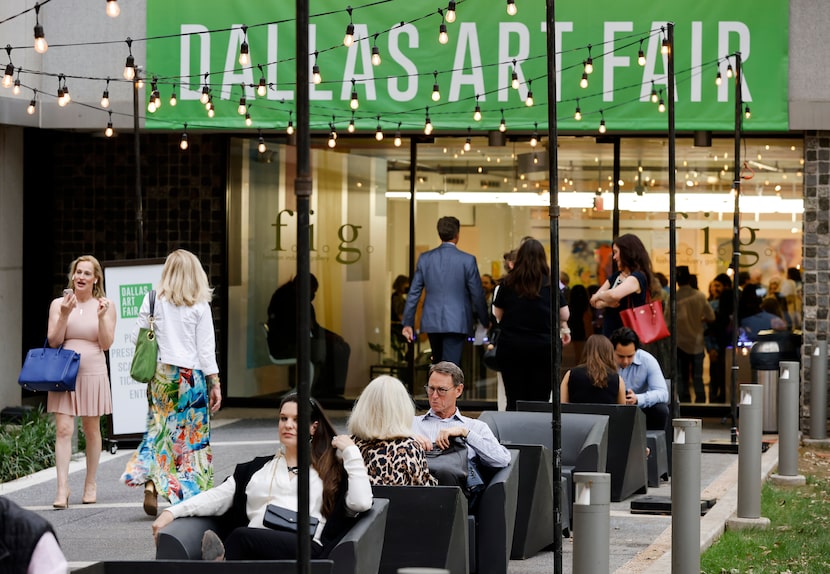 Patrons arrive for the 2022 edition of the Dallas Art Fair at the Fashion Industry Gallery...