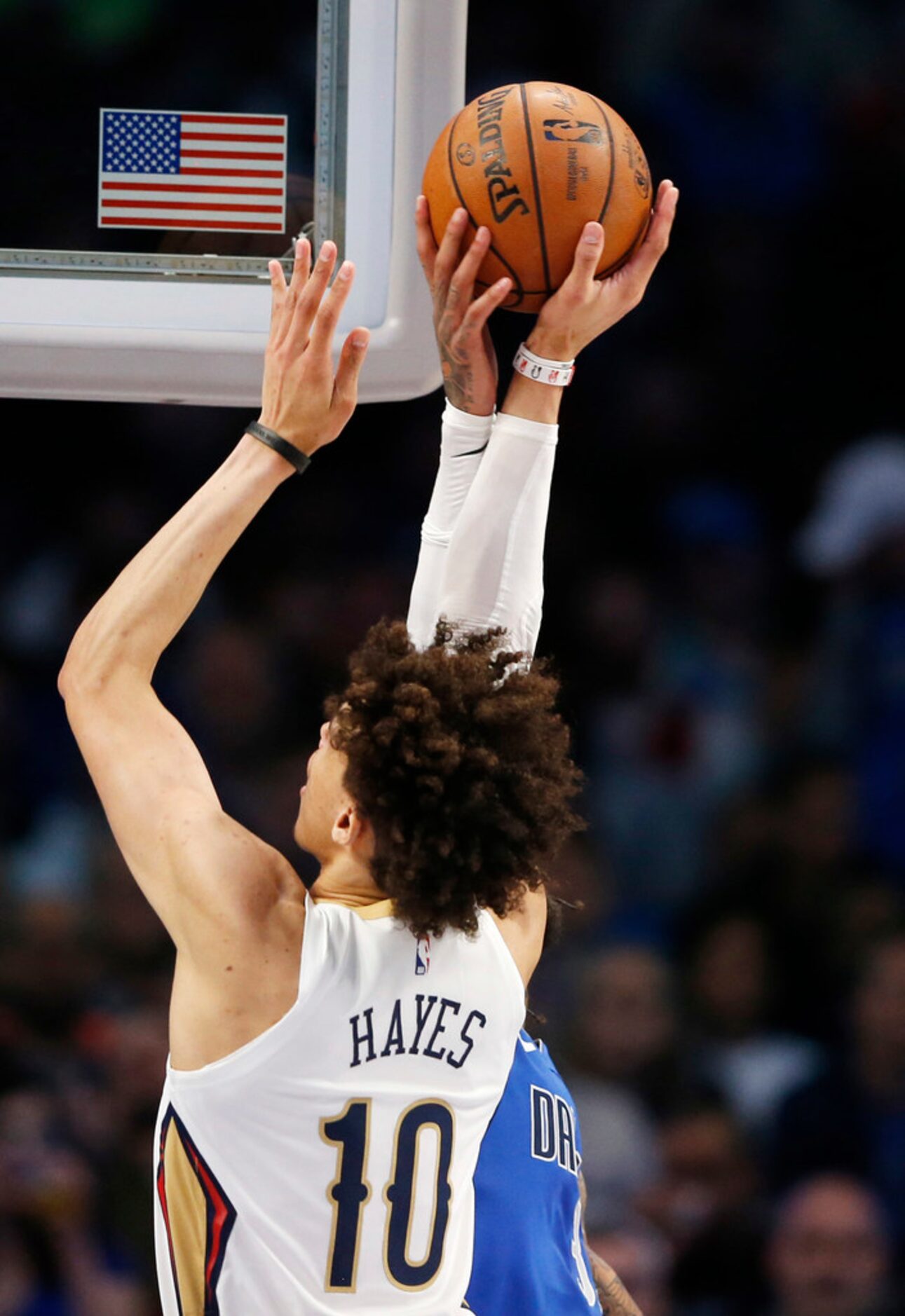 Dallas Mavericks center Willie Cauley-Stein (33) blocks  shot from New Orleans Pelicans...