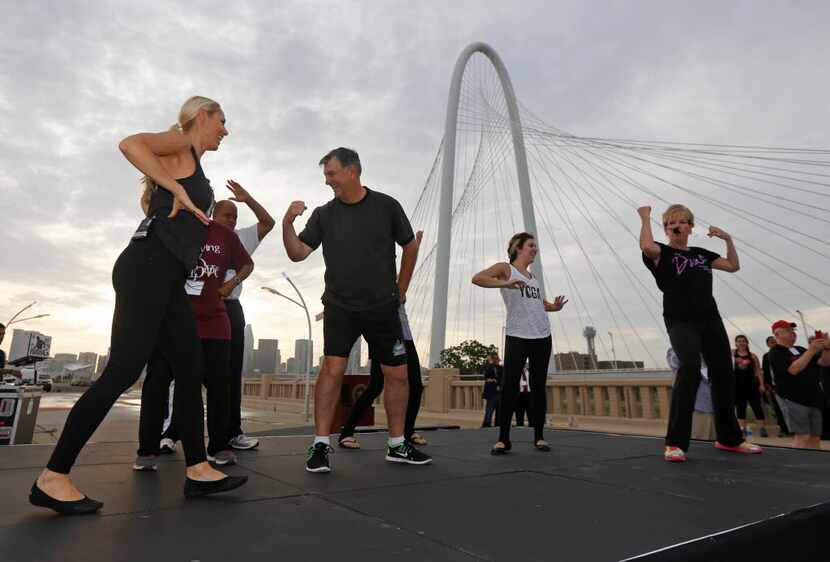  Dallas Mayor Mike Rawlings breaking a sweat on the Continental Avenue Bridge last summer...