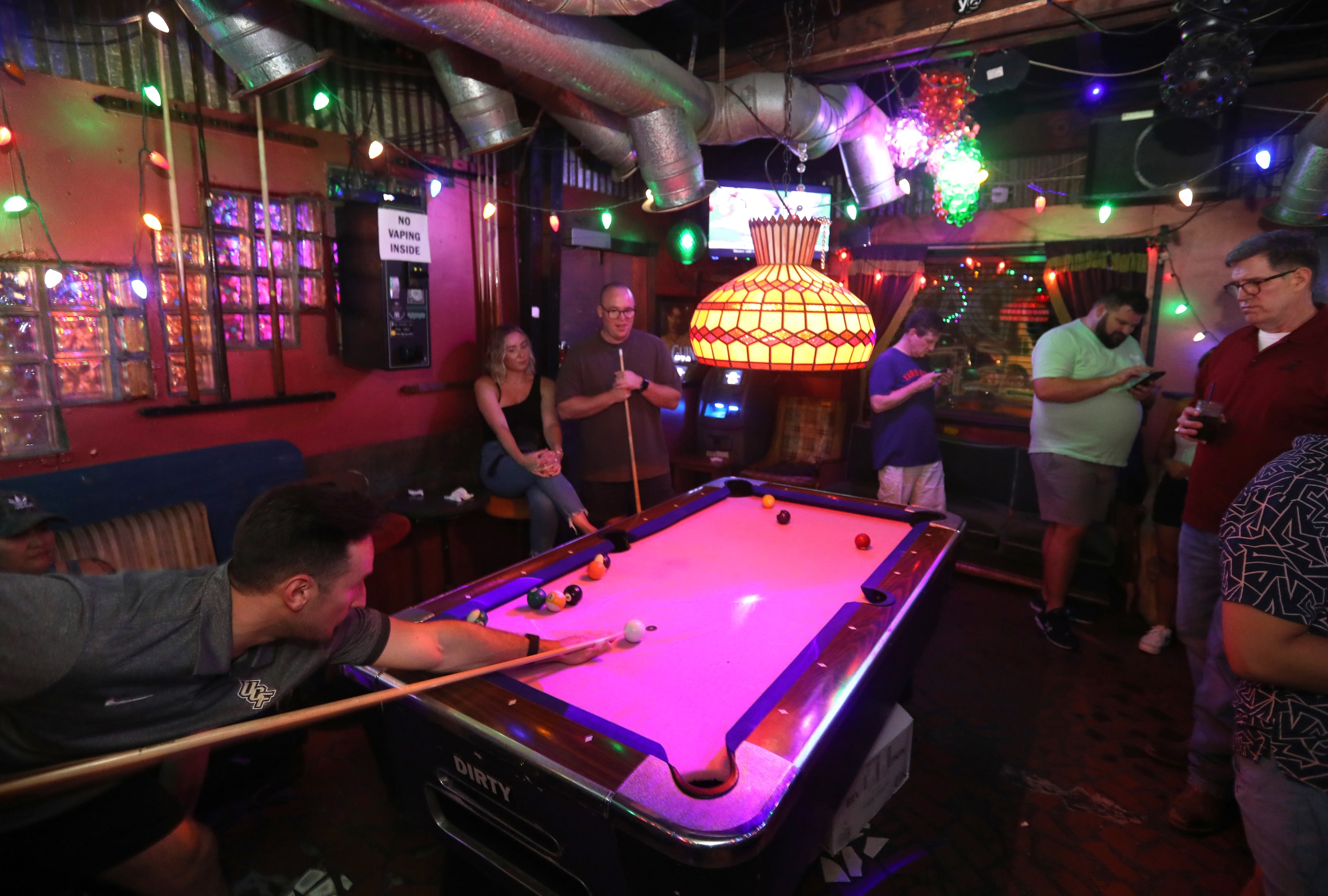 Guests enjoy one last evening at the Grapevine Bar in Dallas, TX, on Aug 23, 2023.  (Jason...