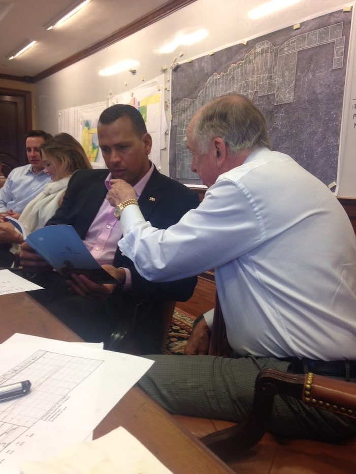 Baseball great Alex Rodriguez with Pickens at BP Capital's conference table on July 30, 2015.