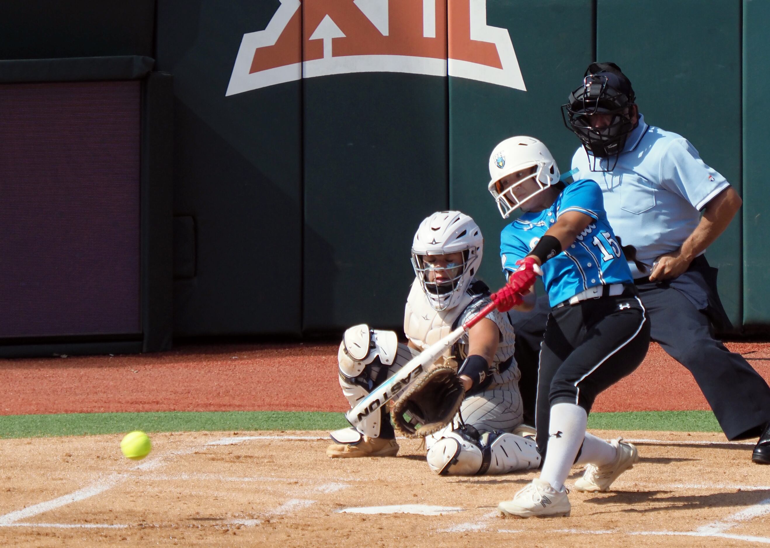 Prosper Rock Hill batter Gabrielle Luna hits the ball against Montgomery Lake Creek in the...