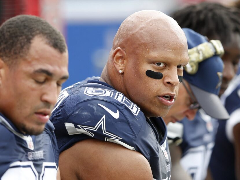 Dallas Cowboys defensive end Jack Crawford (58) on the bench during the first half of play...