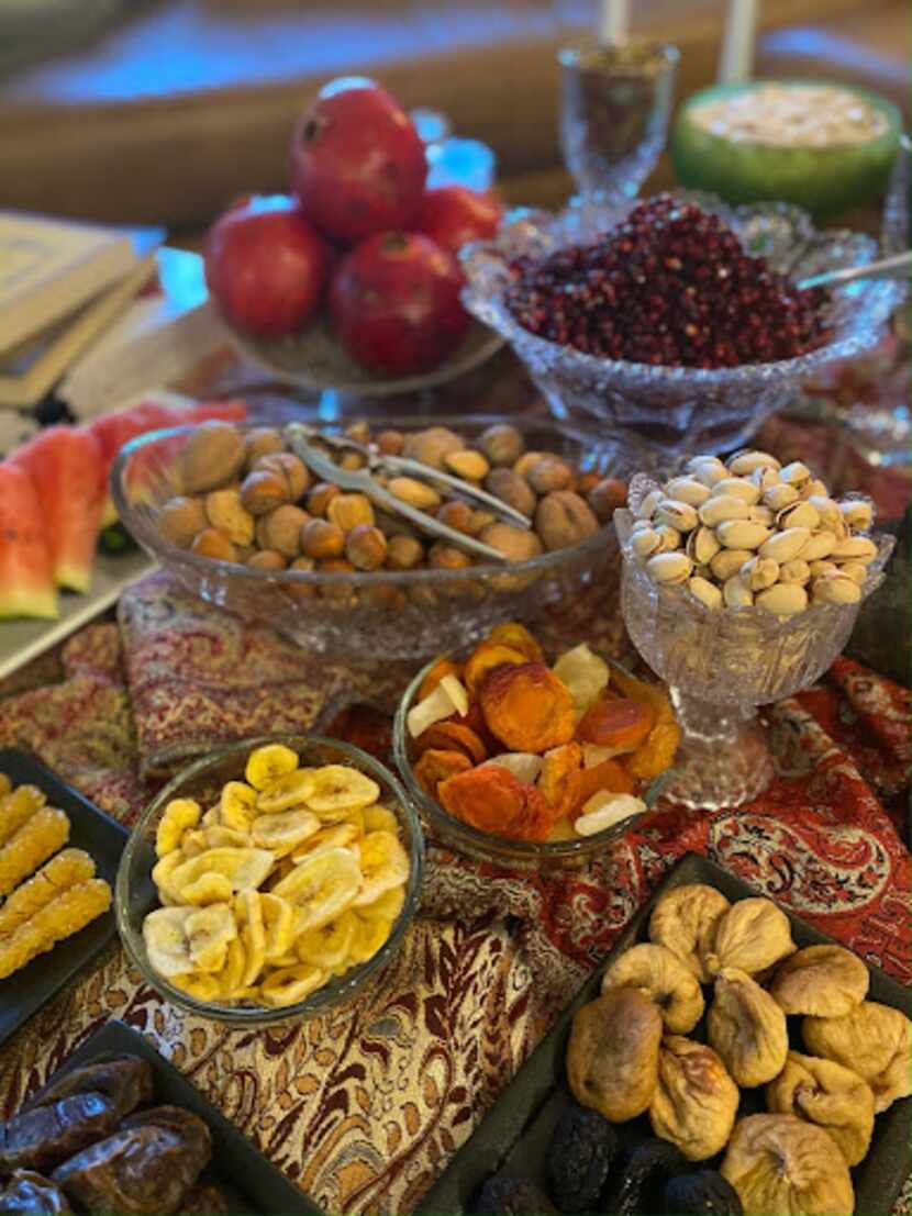 Ajeel (nut mixture) and khoshkbar (dried fruits), are symbolic of prosperity and good fortune.