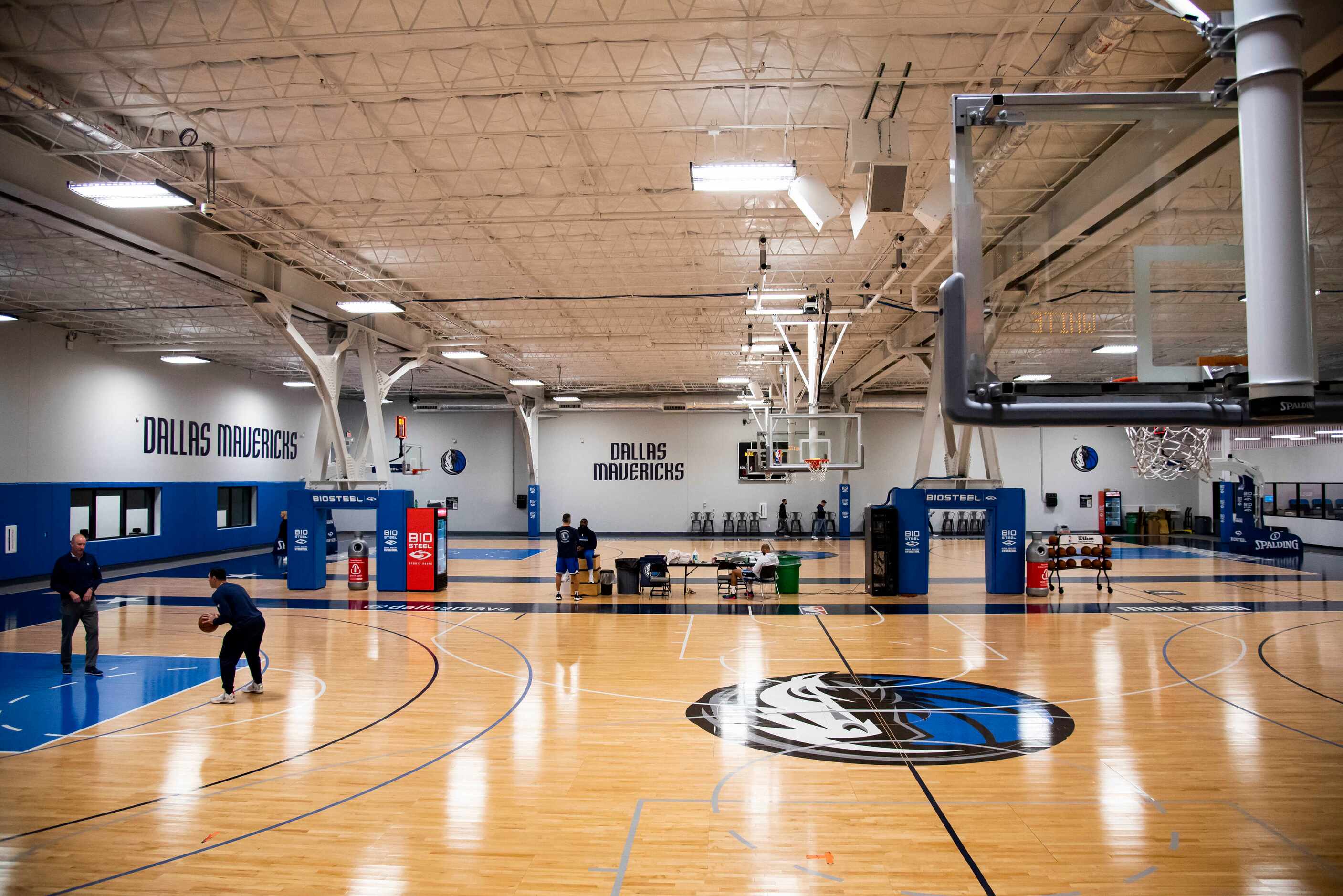 A view of the new practice court at the Dallas Mavericks BioSteel Practice Center in...