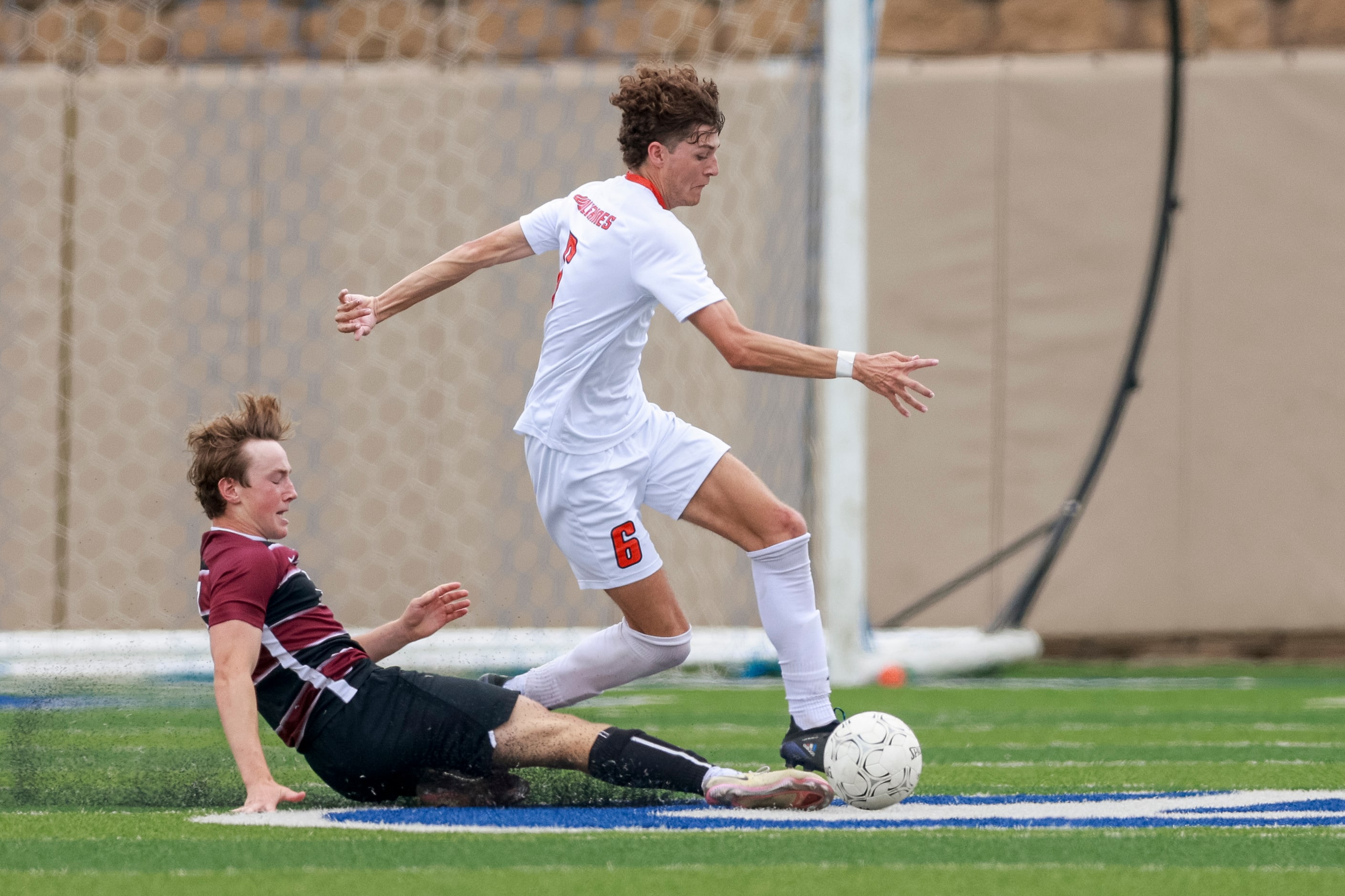 Dripping Springs (3) Frisco Wakeland defender Evan Lupo (6) during the first half of the...