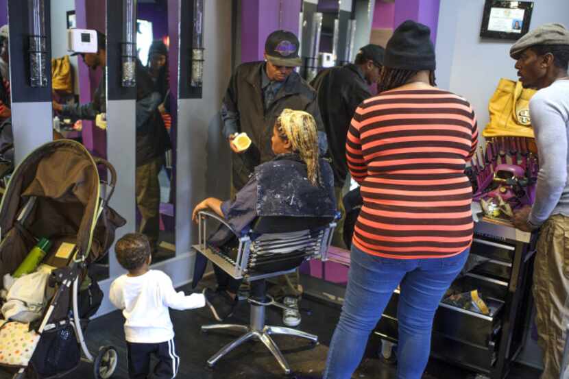 Tearra Peace and her son visited Ooh La La Hair Spa in Deep Ellum, where Brandon Lee styled...