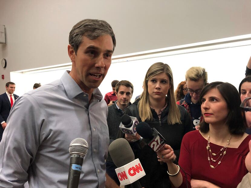 Potential 2020 Democratic presidential candidate Beto O'Rourke tells reporters he plans to...