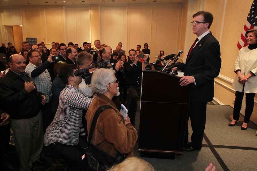 Texas State Senator and Lt. Governor candidate Dan Patrick spoke during his primary election...