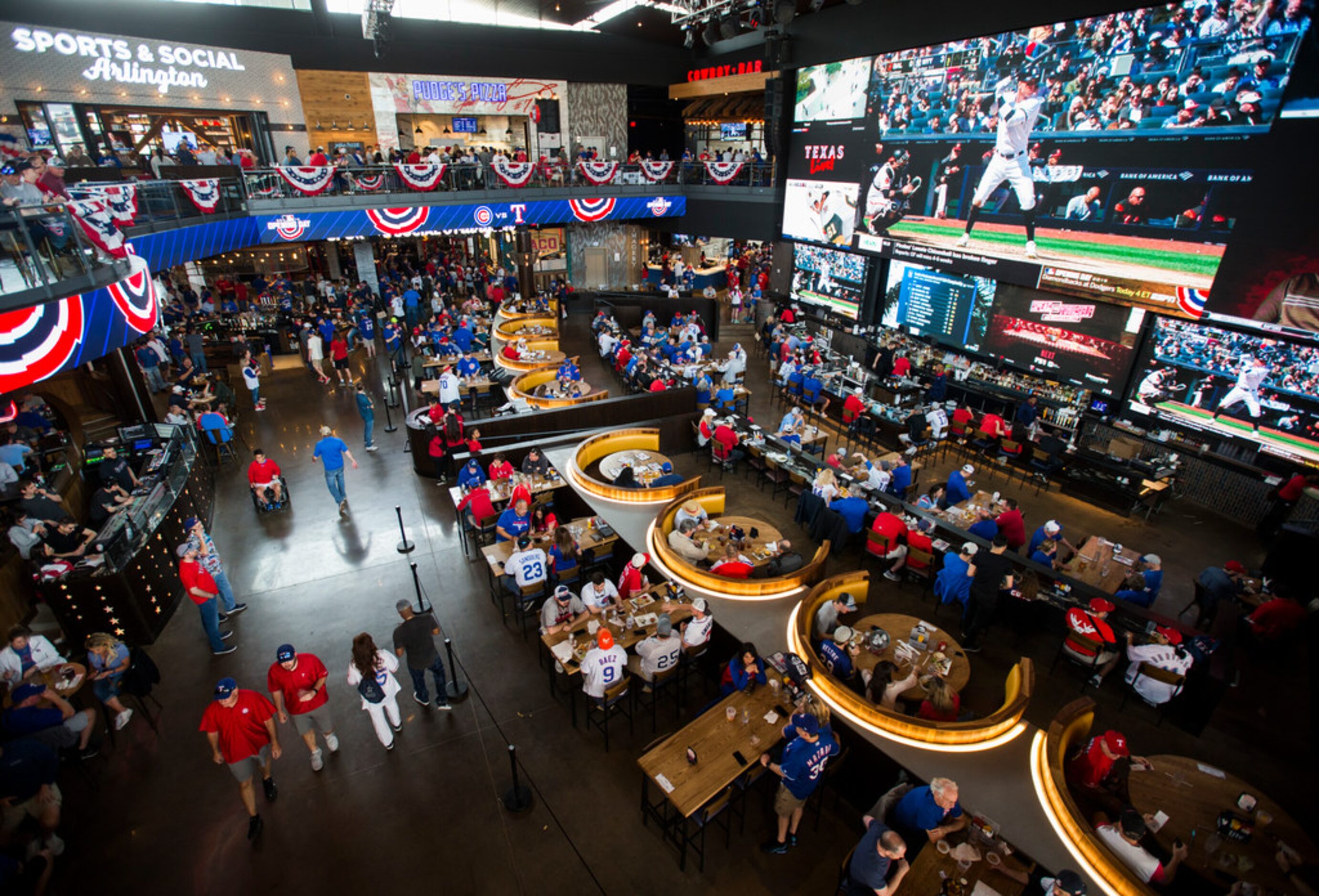 Fans celebrate Texas Rangers Opening Day with events at Texas Live! on Thursday, March 28,...