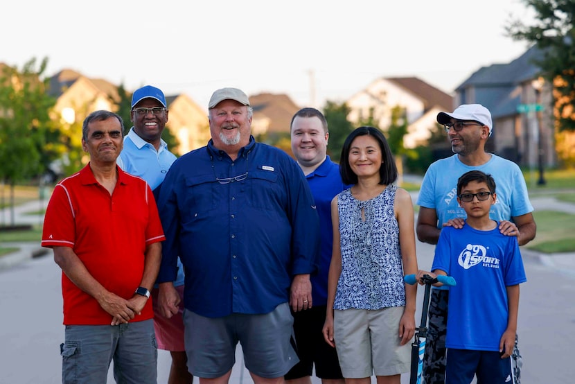 From left, residents Anand Pandey, Kalyana Chakravarthy, Harold Keller, John Buckley,...