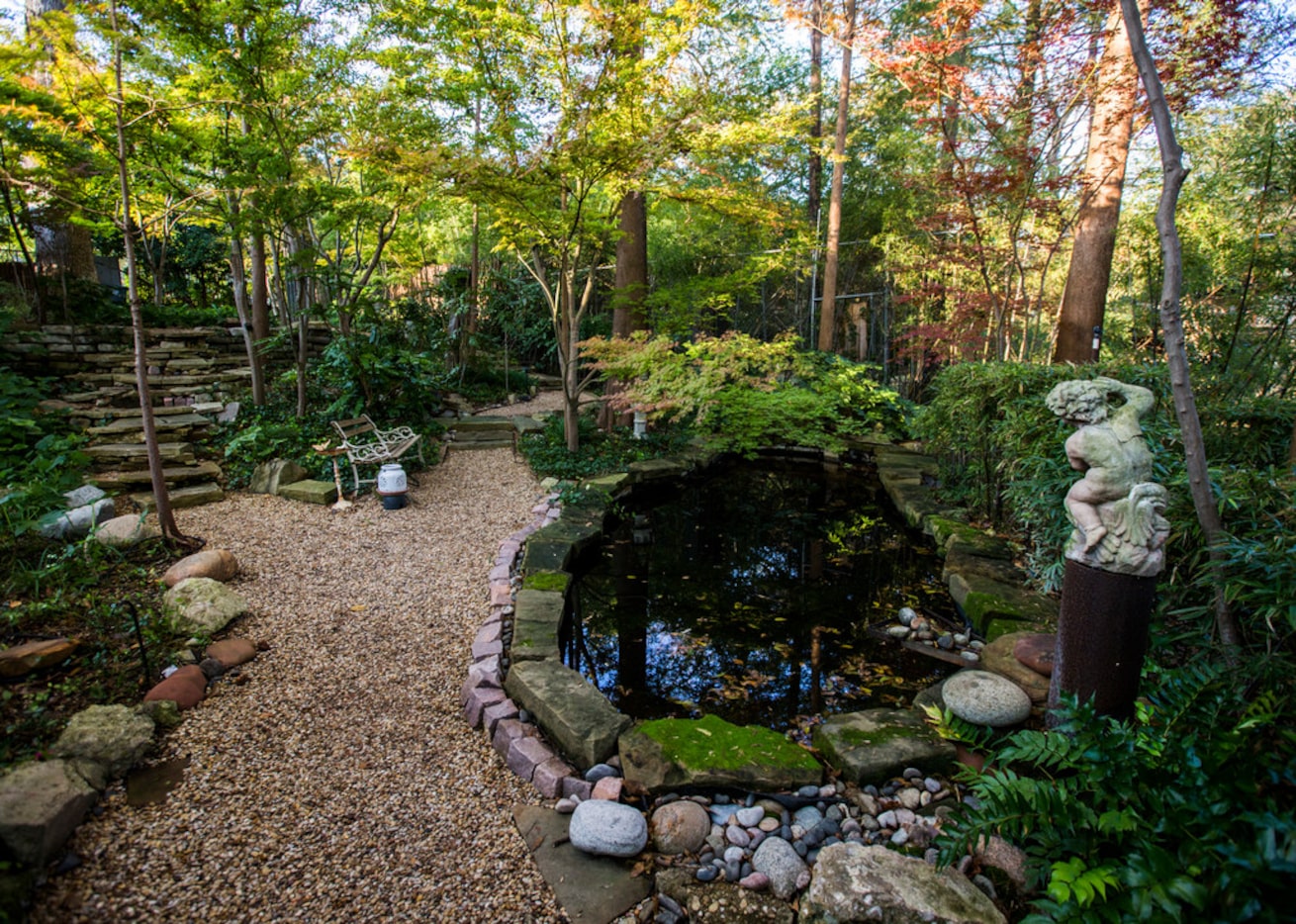 The front yard of an Airbnb house affectionately known as the "tree house" and named the...