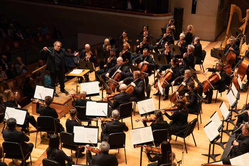 Guest conductor Jaime Martin leads the Dallas Symphony Orchestra at the Meyerson Symphony...