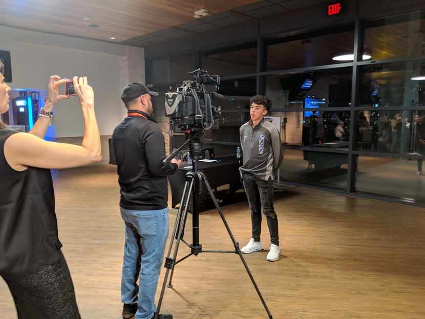 FC Dallas Academy striker Johan Gomez does a media interview.  Gomez signed to play soccer...