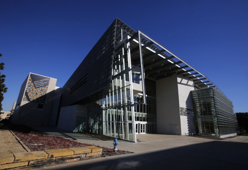 An exterior photo of the front north face of the Edith O'Donnell Arts and Technology...