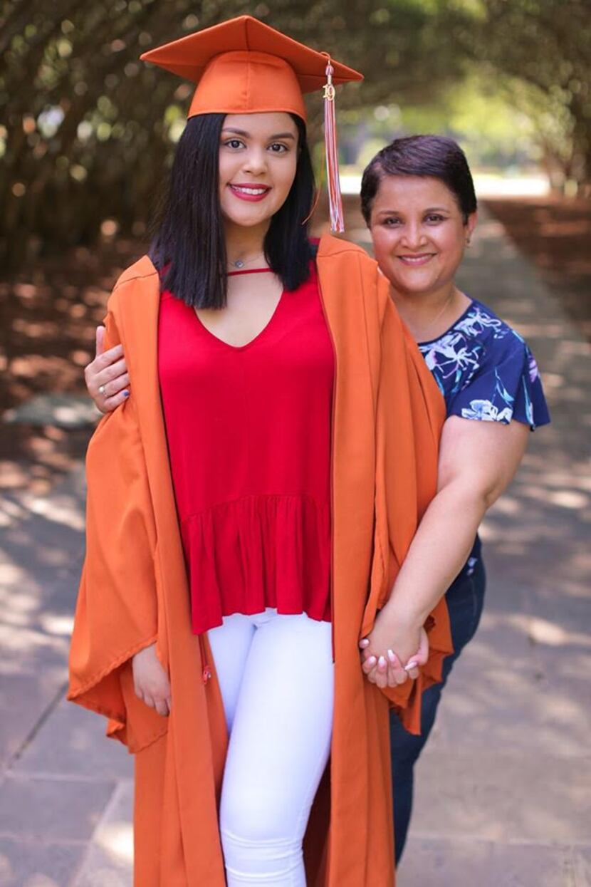 Sophia Garces and her mother, Paola, pose for a picture to celebrate Sophia's high school...