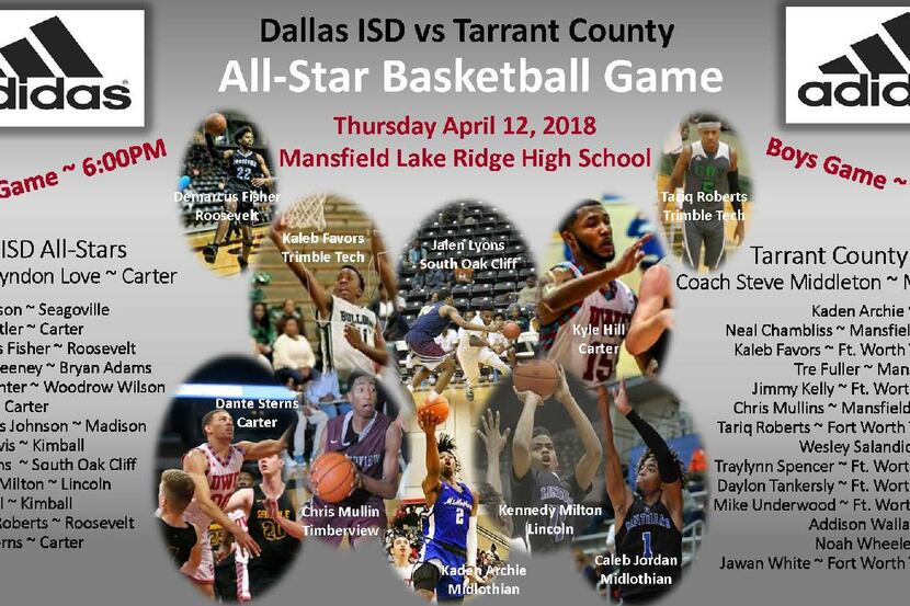 The rosters for the Dallas ISD vs. Tarrant County All-Stars.