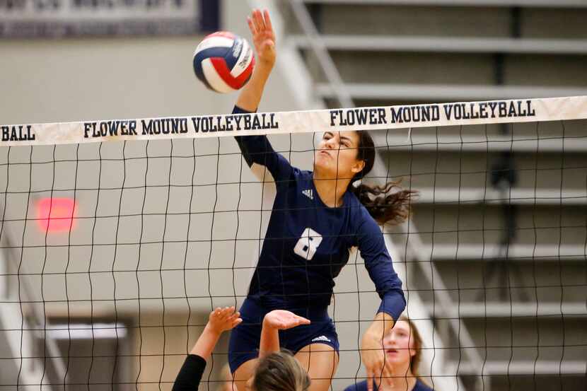 Flower Mound’s Bella Ortiz (8), pictured in a match last season, was named to the...