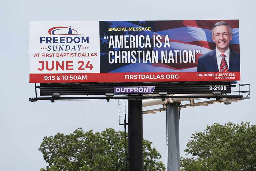 Christian Nation billboard featuring Dr. Robert Jeffress can be seen while driving...