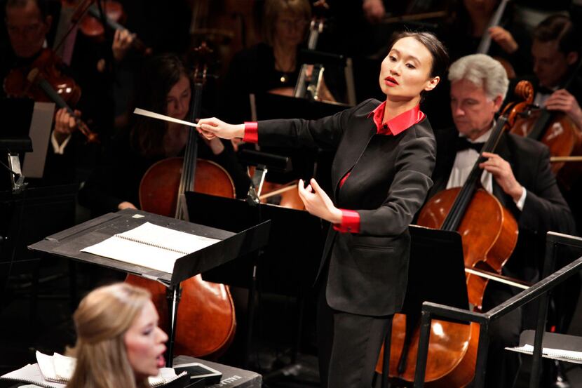 Tianyi Lu conducted during the Institute For Women Conductors event at the Winspear Opera...